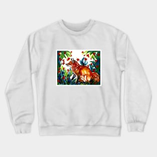 flower fox Art painting Crewneck Sweatshirt